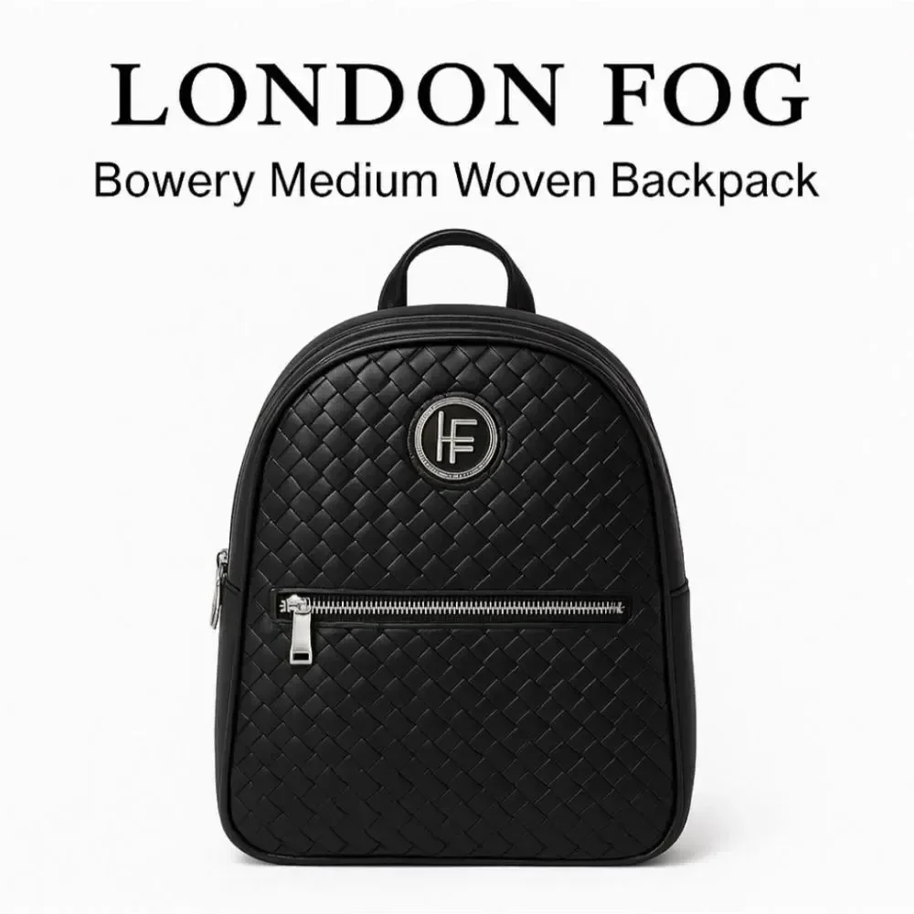 London Fog Black Bowery Woven Backpack